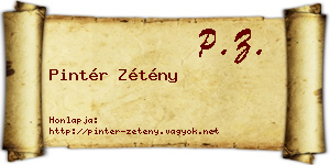 Pintér Zétény névjegykártya